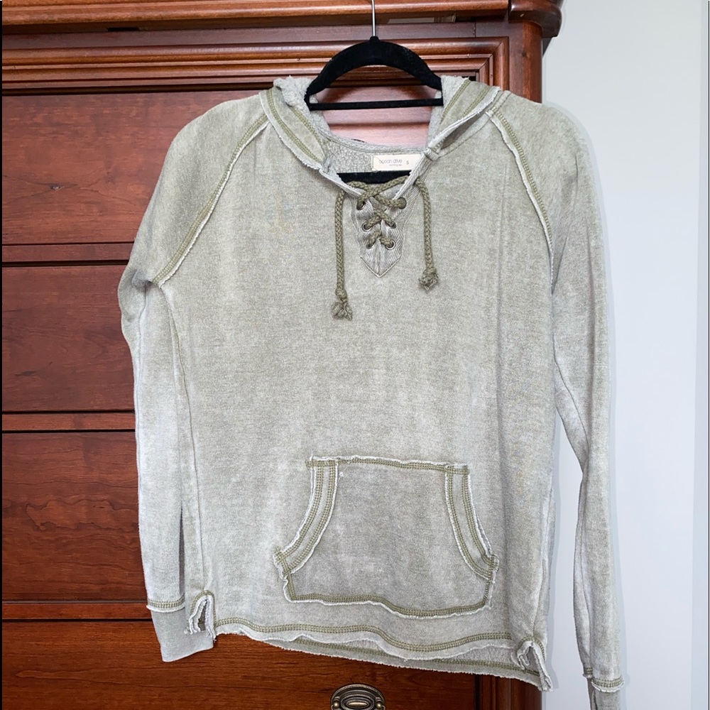 Ocean Drive Army Green Lace Up Hoodie